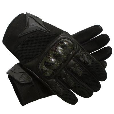 guantes negros cortos de motocicleta