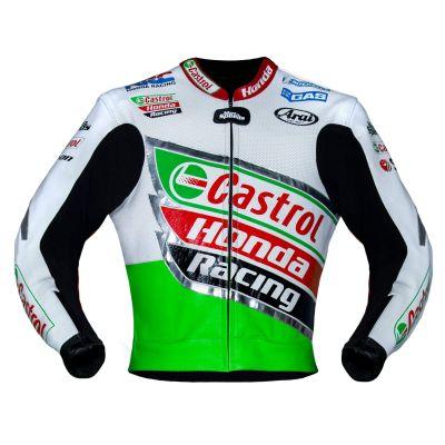 Chaqueta de cuero para motocicleta Honda Colin Edwards Castrol 2002 WSBK