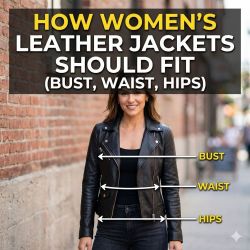 Cómo deben quedar las chaquetas de cuero de mujer (busto, cintura y caderas)