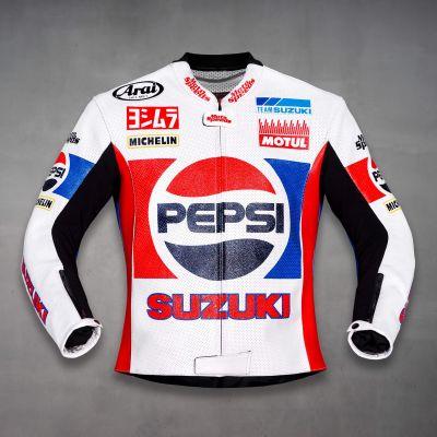 Chaqueta de cuero Kevin Schwantz Suzuki Pepsi GP 1988