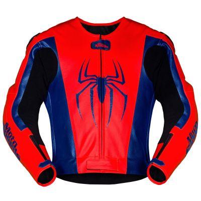 chaqueta de moto de cuero de spiderman