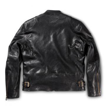 Chaqueta de Cuero Cafe Racer Negra