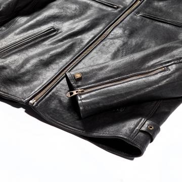 Chaqueta de Cuero Cafe Racer Negra