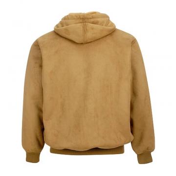 Chaqueta de shearling con capucha para hombres