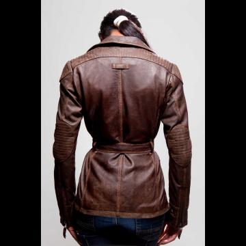 Chaqueta Militar de Cuero para Mujer