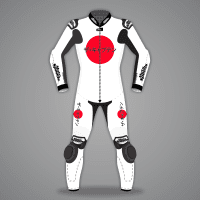Traje de motocicleta completamente blanco