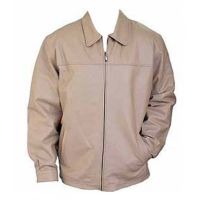 Chaqueta De Cuero Beige Hombre