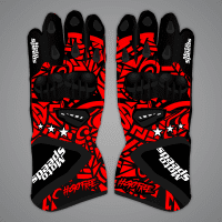 Guantes negros y rojos