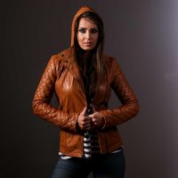 Chaqueta De Cuero Marron Mujer