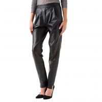 Pantalones Cuero Negro Mujer