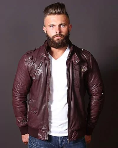 CHAQUETAS DE CUERO BOMBER PARA HOMBRE